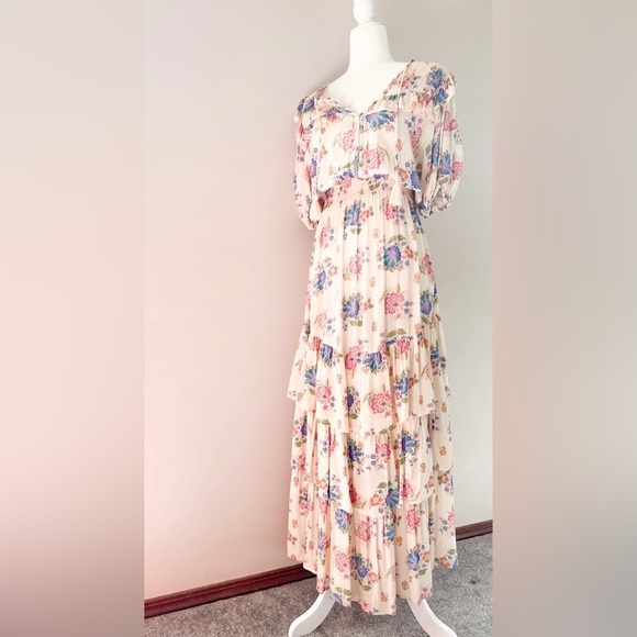 New Spell Floral Boho Maxi dress SZ XS Cream Cottage - Picture 12 of 16